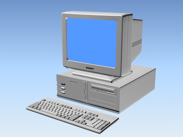 90s desktop computer 3d rendering