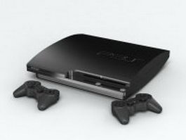Black PlayStation 3 console 3d model preview