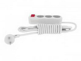 White power strip with switch 3d model preview