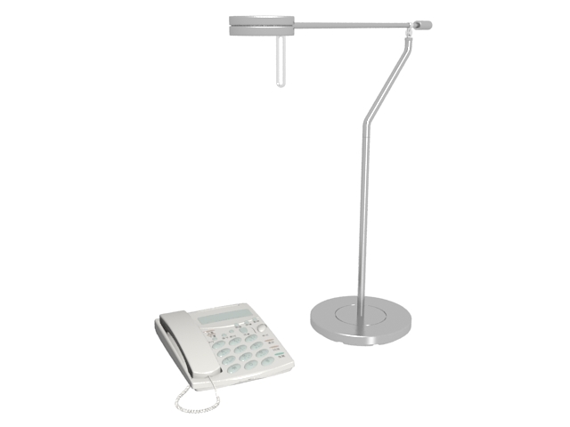Telephone and desk lamp 3d rendering