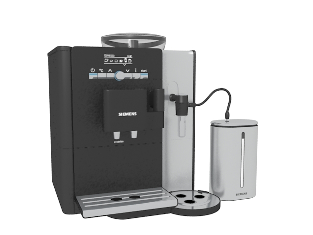 Siemens black coffee machine 3d rendering