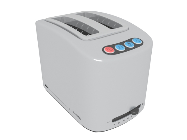 Modern 2-slice toaster 3d rendering