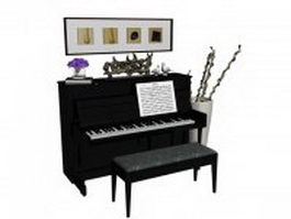 Upright piano room 3d model preview