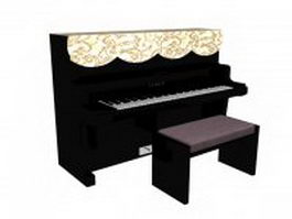 Kawai upright piano 3d model preview