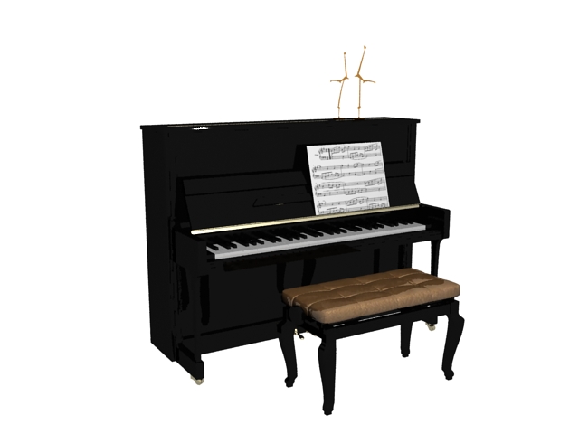 Upright piano 3d rendering