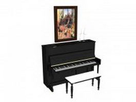Upright piano 3d model preview