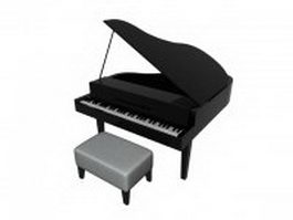 Low poly grand piano 3d model preview