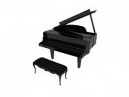 Grand piano and bench 3d preview