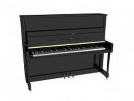 Black upright piano 3d model preview
