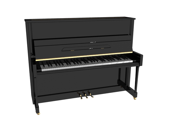 Black upright piano 3d rendering