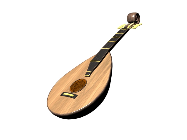 Necked bowl lute 3d rendering
