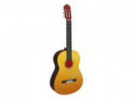 Acoustical wooden guitar 3d model preview