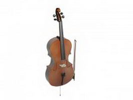 Cello with bow 3d model preview