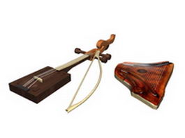 Antique musical instruments 3d model preview