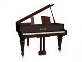 Brown grand piano 3d model preview