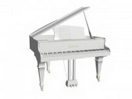 White grand piano 3d model preview