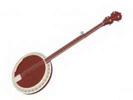 Five-string banjo 3d model preview
