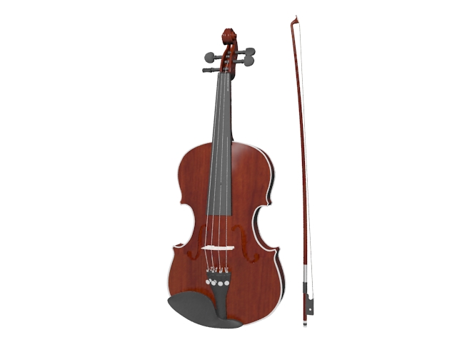 Viola with bow 3d rendering