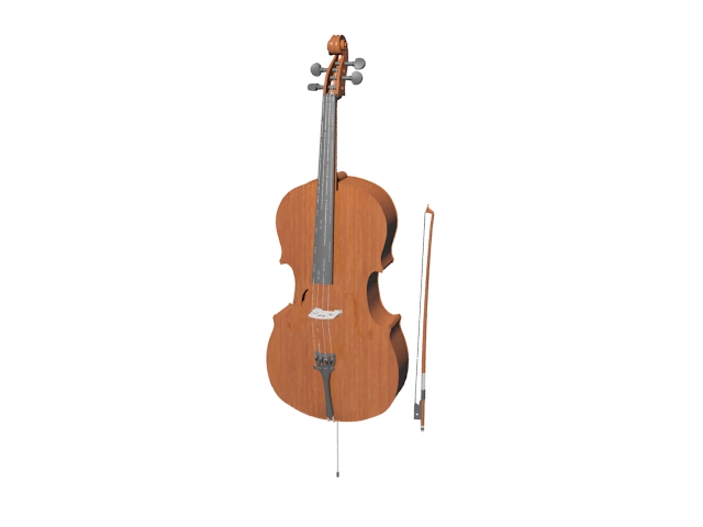 Violoncello with bow 3d rendering