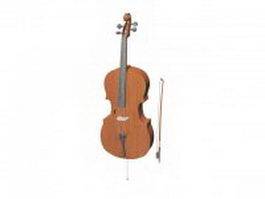 Violoncello with bow 3d model preview