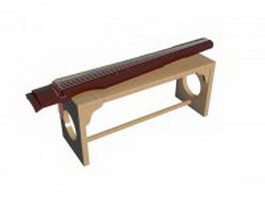 Guqin on the stand 3d model preview