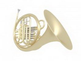 French horn 3d model preview