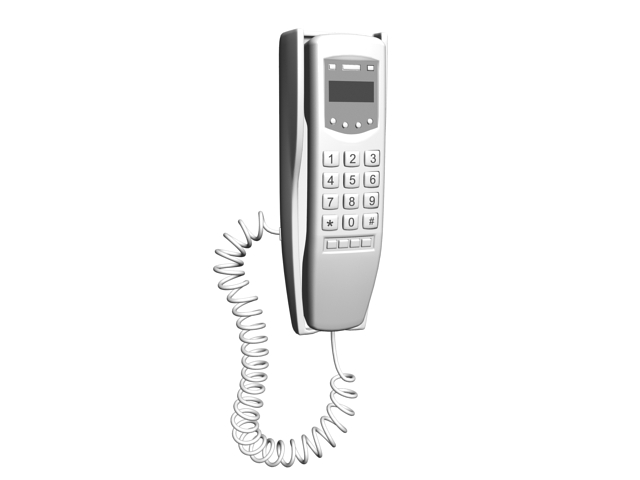Corded wall phone white 3d rendering