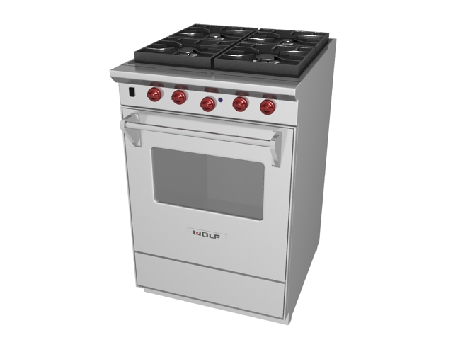 Wolf gas stove 3d rendering