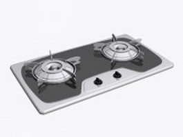 2 burner gas cooktop 3d model preview