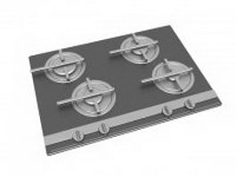 Stainless steel gas cooktop 3d preview