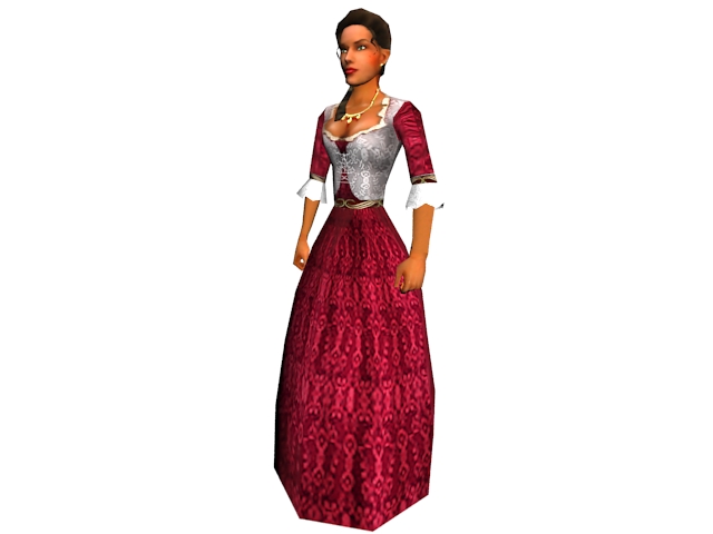Medieval dressed woman 3d rendering