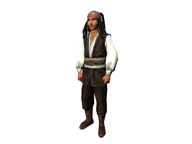 Captain Jack Sparrow pirate 3d rendering