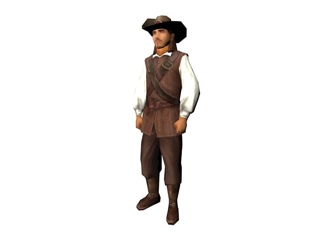 American cowboy character 3d rendering