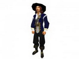 Mens pirate captain 3d model preview