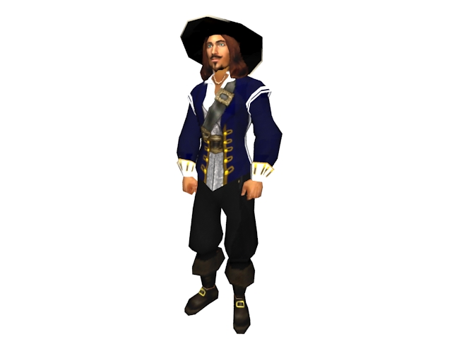 Mens pirate captain 3d rendering