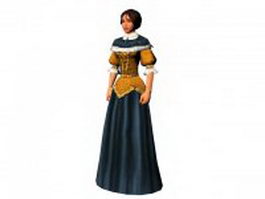 Medieval woman character 3d model preview