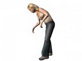 Hunched elderly woman 3d model preview
