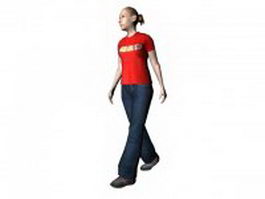 Casual woman walking 3d model preview
