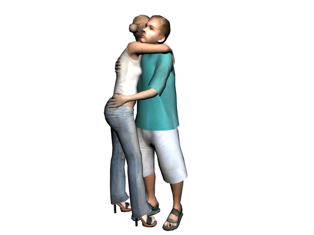 Man and woman embrace 3d rendering