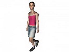 Young woman walking 3d model preview
