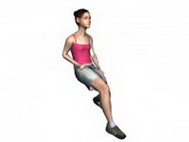 Young woman in a sitting position 3d model preview