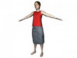 Caucasian middle aged woman standing 3d model preview