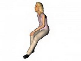 Older woman sitting position 3d model preview