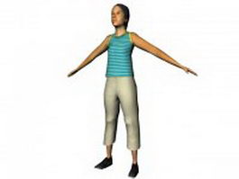 Asian woman standing 3d model preview