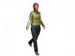Senior woman on walk 3d model preview