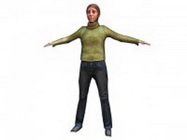 European senior woman standing 3d model preview