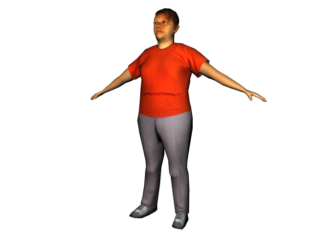 Fat woman standing 3d rendering