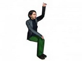 Woman sitting cross legs 3d model preview
