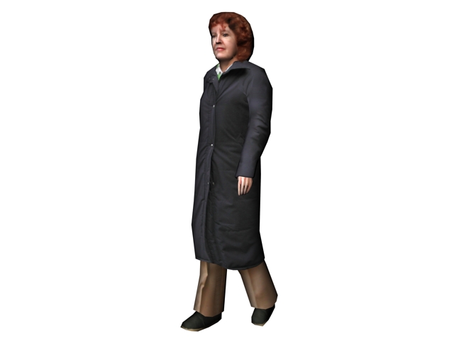 Middle-aged woman in winter clothes 3d rendering