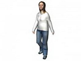 Middle-aged woman walking 3d model preview